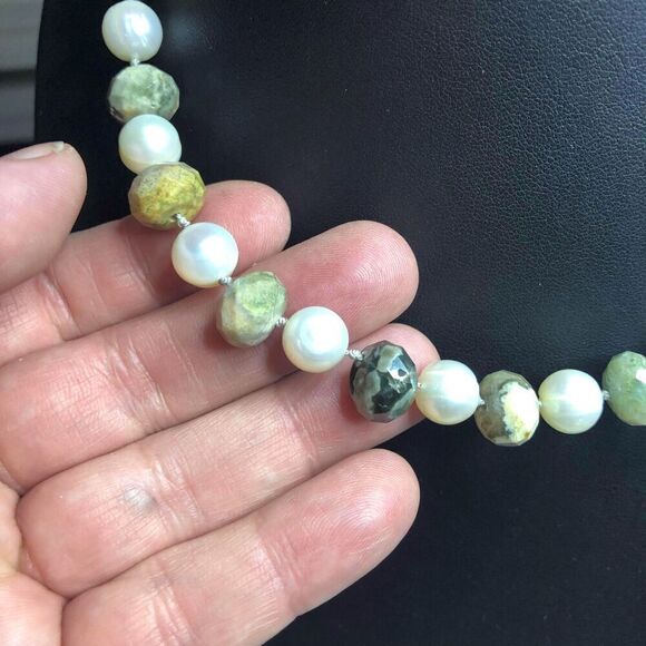 1787 Pearl & agate knotted 925 sterling silver Necklace 52grams - Picture 4 of 4